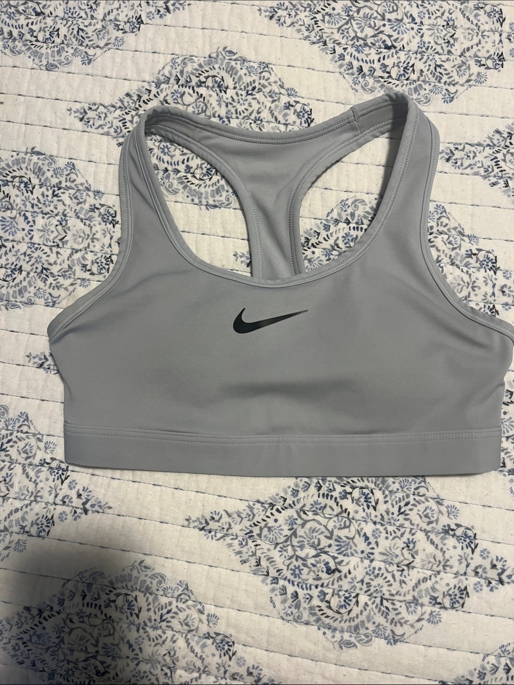 Nike Gray Racerback Sports Bra with Black Swoosh